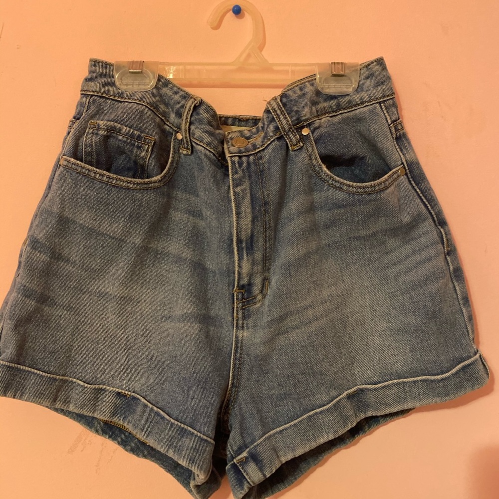 High waisted denim shorts